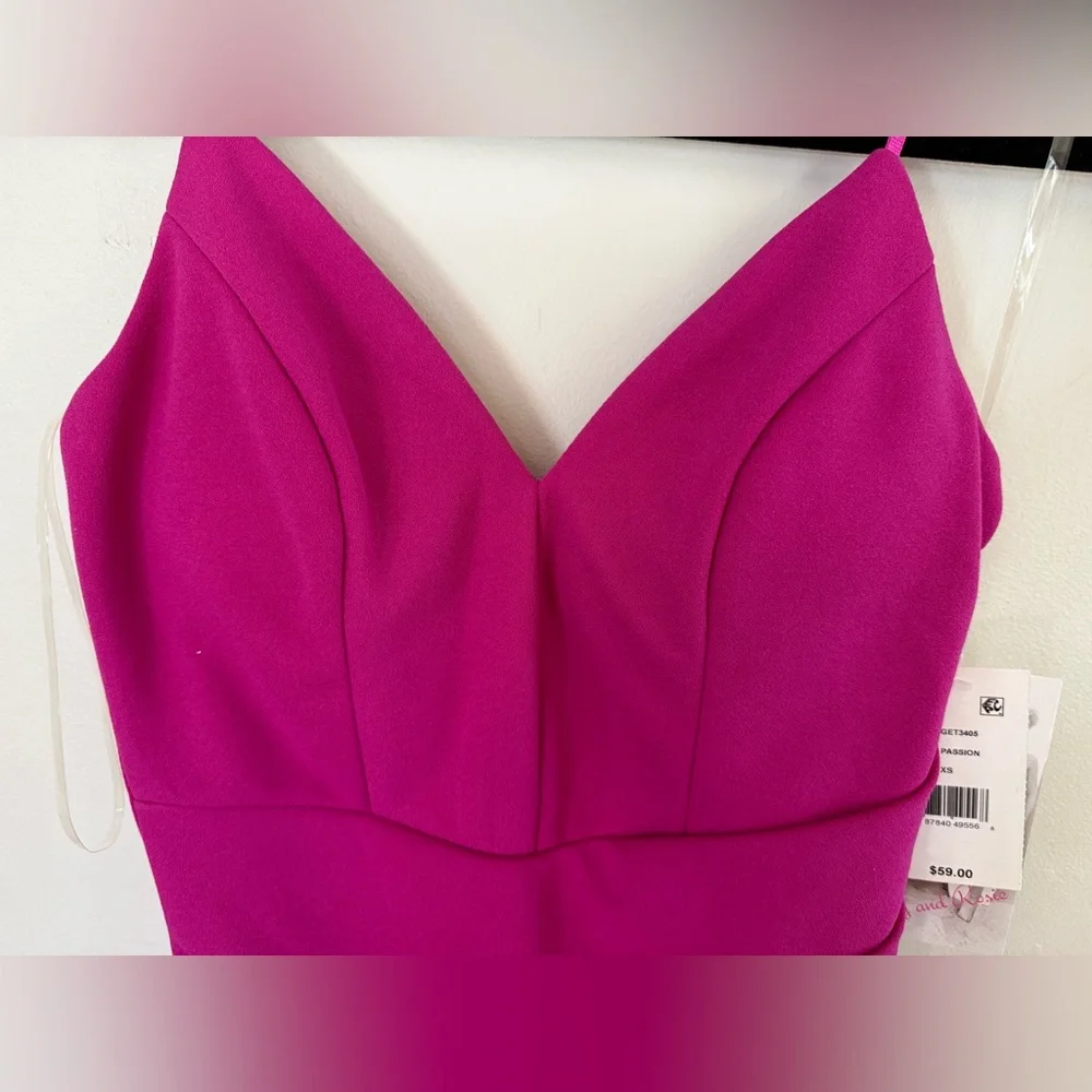 HONEY AND ROSIE *NWT* Fuchsia Ruched Mini Dress XS - Picture 3 of 5